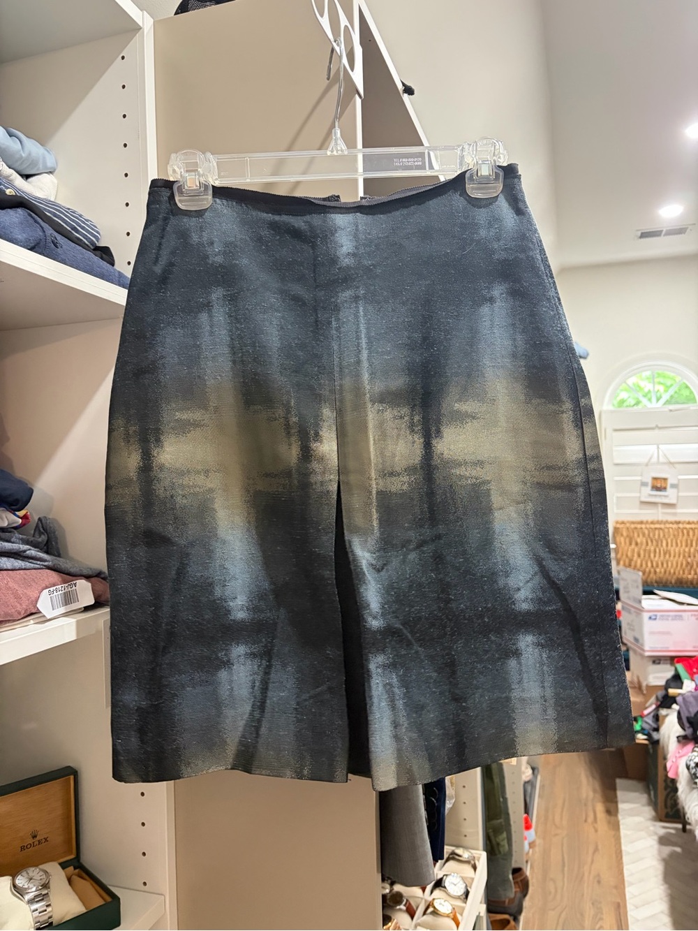 BCBGMaxAzria Ombre A-Line Midi Skirt in Black and Gray